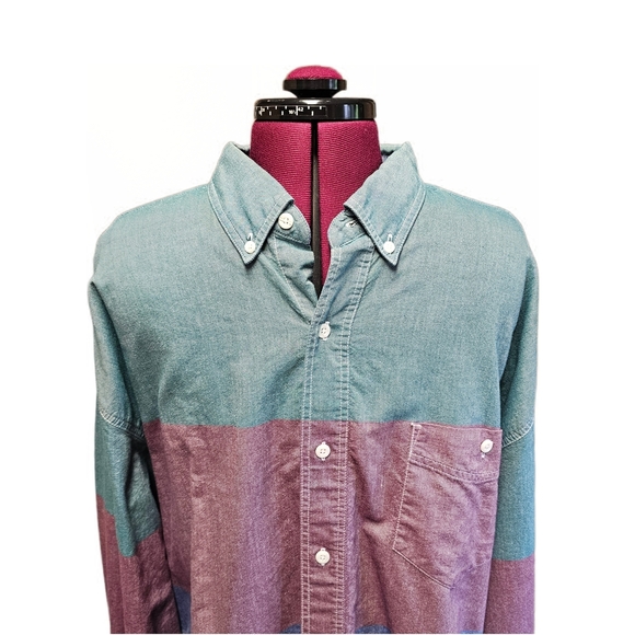 Eddie Bauer Color Block Shirt Blue Green Red Mens Outdoors 100% Cotton XXLT - Picture 5 of 14